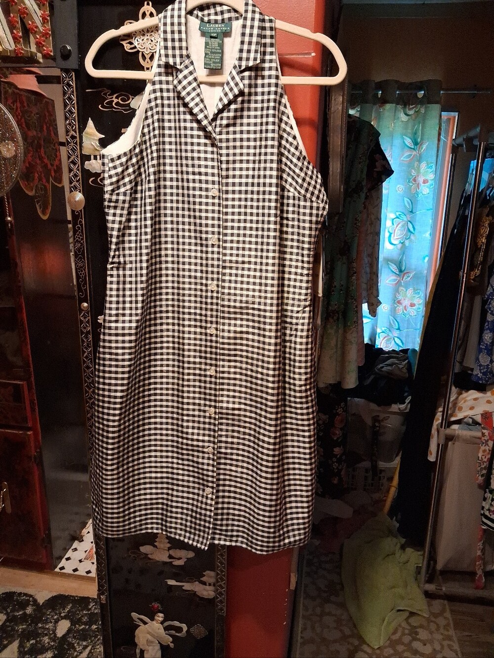 Ralph Lauren Vintage Green Tag Black And White Gingham Dress New With Tags